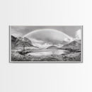 Rainbow, River Valley, Highland Scene, Minimalist Landscape Art, Framed Canvas Print, Entryway Decor, Rustic Nature Print, Calming Wall Art