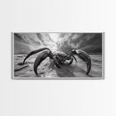 Giant Crab Close-Up, Beach Creature Art, Ocean Monster Print, Fantasy Wildlife Scene, Framed Canvas Print, Game Room Wall Art