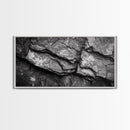 Stone Texture Closeup, Abstract Rock Pattern, Black and White Minimalist, Canvas Print, Modern Wall Art, Office Decor, Earthy Tones