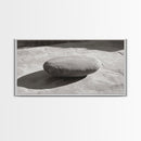 Zen Stone Focus, Natural Simplicity, Black and White Minimalist, Canvas Print, Spa Wall Art, Serene Bathroom Decor, Peaceful Aesthetic