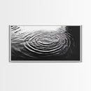 Water Ripples Zen, Abstract Motion, Monochrome Fluid Art, Canvas Print, Modern Minimalist Wall Art, Bathroom or Spa Room Decor