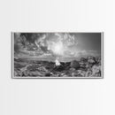 Coastal Campfire, Ocean Sunset, Rocky Shore, Bonfire Glow, Canvas Print, Nature Wall Art, Autumn Cabin Decor, Outdoor Retreat Style