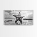 Weathered Star Sculpture, Coastal Symbol, Beach Art, Framed Canvas Print, Americana Wall Art, Entryway Decor, Rustic Beach House