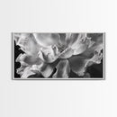 Floral Closeup, Petal Texture, Macro Bloom, Canvas Print, Botanical Bedroom Wall Art, Black And White Flower, Modern Nature Photography