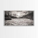 Mountain River Rapids, Adventure Landscape, Moody Forest Wall Art, Nature Explorer Vibes, Rustic Cabin Decor, Canvas Print