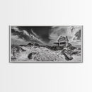 Abandoned House, Beach Shack, Coastal Ruins, Windy Sky, Canvas Print, Rustic Wall Art, Fall Home Decor, Dramatic Seaside Scene