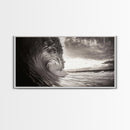 Ocean Wave, Dramatic Curl, Coastal Photography, Seascape Art, Framed Canvas Print, Surf Wall Decor, Nautical Living Room Wall Art