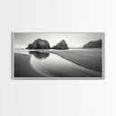 Seaside Rocks, Reflected Sky, Calm Ocean, Landscape Photography, Framed Canvas Print, Zen Wall Art, Modern Minimalist Decor, Modern Home Decor
