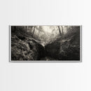 Forest Waterfall, Wooded Creek, Serene Nature, Rustic Landscape, Framed Canvas Print, Fall Cabin Wall Art, Nature Lover Decor