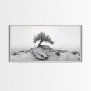 Solitary Tree, Minimalist Nature, Desert Landscape, Canvas Print, Modern Home Decor, Neutral Wall Art, Entryway Accent, Calm Mood Art