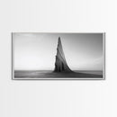 Sharp Spire, Abstract Rock, Desert Sculpture, Canvas Print, Minimalist Wall Art, Office Decor, Nature Geometry, Monochrome Art