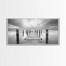 Wooden Dock Scene, Peaceful Lake Sunset, Minimalist Waterfront, Canvas Print, Zen Bedroom Wall Art, Tranquil Meditation Decor