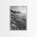 Pebble Beach, Tranquil Coastline, Coastal Stones, Sunrise Shore, Canvas Print, Bathroom Wall Art, Ocean Photography, Beach House Decor