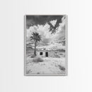 Palm Tree, Desert Shack, Abandoned Beauty, Western Minimalism, Canvas Print, Living Room Wall Art, Rustic Modern Style, Boho Wall Decor