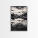 Alpine Reflections, Dramatic Skies, Mountain Serenity, Canvas Print, Living Room Wall Art, Moody Landscape Photography, Monochrome Decor