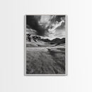 Mountain Valley, Stormy Sky, Western Landscape, Framed Canvas Print, Office Wall Art, Moody Nature Decor, Fall Art, Wilderness Style