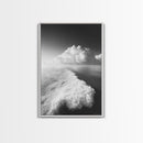 Ocean Wake, Cloud Horizon, Surreal Seascape, Framed Canvas Print, Dreamy Black White Wall Art, Bathroom Decor, Coastal Fantasy Art