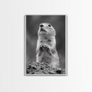 Prairie Dog, Wildlife Watch, Nature Moment, Framed Canvas Print, Whimsical Animal Wall Art, Nursery Decor, Cute Forest Creature
