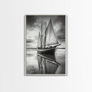 Sailboat Reflections, Calm Waters, Stormy Sky, Canvas Print, Nautical Wall Art, Office or Den Decor, Classic Maritime Photography