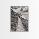 Cliffside Path, Coastal Trail, Ocean Escape, Canvas Print, Moody Landscape Wall Art, Living Room Decor, Adventure Travel Aesthetic