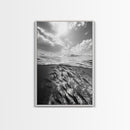 Underwater Scene, School of Fish, Ocean Photography, Split Shot Water, Framed Canvas Print, Bathroom Wall Art, Coastal Decor