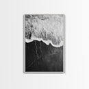 Wave Edge, Cracked Earth, Tide Meets Stone, Nature Contrast, Canvas Print, Abstract Ocean Art, Minimalist Wall Decor, Bathroom Artwork