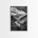 Mountain Valley, Rainbow River, Forest Panorama, Cloud Drama, Framed Canvas Print, Living Room Wall Art, Tranquil Nature, Scenic Beauty