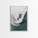 Aerial Beach, Turquoise Sea, Minimal Shoreline, Boat View, Canvas Print, coastal minimalist art, bathroom wall art, modern ocean photo