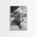 Sand Castle, Beach Fantasy, Dramatic Sky, Coastal Fortress, Framed Canvas Print, whimsical decor, kids room wall art, fairytale beach scene