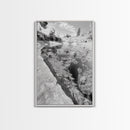 Reflective Riverbed, Nature Tranquility, Monochrome Landscape, Canvas Print, Bathroom Wall Art, Zen Decor, Fine Art Photography