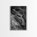 Floral Engraved Revolver, Vintage Western Gun, Cowboy Detail Shot, Canvas Print, Man Cave Art, Rustic Americana Wall Style