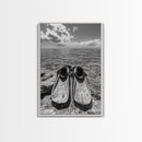Ocean Fins, Coastal Escape, Underwater Adventure, Canvas Print, Beach Bathroom Wall Art, Nautical Photography, Black and White Decor