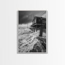 Stormy Coastline, Ocean Waves, Seaside House, Canvas Print, Coastal Wall Art, Beach House Decor, Nautical Photography, Moody Art