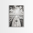 Surfboard Horizon, Ocean Waves, Beach Photography, Summer Vibes, Canvas Print, Teen Room Wall Art, Coastal Decor, Modern Surf Art
