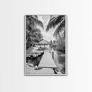 Tropical Dock, Island Escape, Palm Tree Beach, Secluded Lagoon, Canvas Print, Coastal Kitchen Art, Boho Tropical Wall Decor