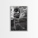 Tribal Totem, Ancient Spirit, Cultural Power, Canvas Print, Rustic Wall Art, Boho Living Room Decor, Ethnic History Accent