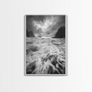 Wild Ocean Waves, Moody Coastline, Stormy Seascape, Nature Photography, Canvas Print, Coastal Wall Art, Bathroom Art, Modern Nature Decor