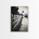 Palm Fence, California Pathway, Suburban Tranquility, Canvas Print, Outdoor Wall Art, Neutral Tones, Modern Minimalist Home Vibe