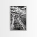 Coastal Mountain Trail, Ocean View, Travel Photography, Framed Canvas Print, Scenic Landscape Art, Office or Hallway Wall Art