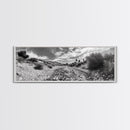 Desert Streambed Path, Dry River Landscape, Southwest Nature Print, Framed Canvas Print, Earthy Living Room Art, Modern Western Decor