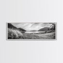 Mountain Lake Calm, Tranquil Nature Reflection, Forest Valley Art, Framed Canvas Print, Minimalist Wall Decor, Serene Landscape Print