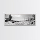 Desert Coast, Palm Ruins, Forgotten Beach, Framed Canvas Print, Surreal Photography, Boho Living Room Art, Coastal Wall Decor