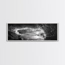 Ice Cave, Winter Seascape, Arctic Sunset, Canvas Print, dramatic frozen landscape art, black and white Christmas decor, cozy winter home art