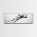 Jellyfish, Ocean Flow, Underwater Beauty, Canvas Print, Marine life wall decor, Coastal bathroom art, Minimalist ocean art, Black and white