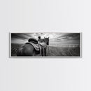 Western Horse Beach, Saddle Detail Horizon, Equestrian Art, Framed Canvas Print, Farmhouse Wall Art, Cowboy Country Decor