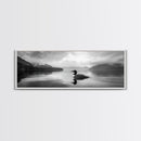 Loon Lake, Misty Reflection, Quiet Morning, Framed Canvas Print, Cabin Wall Art, Nature Lover Gift, Rustic Lakehouse Decor