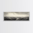 Foggy Path, Coastal Field, Silent Morning, Canvas Print, Neutral Bedroom Art, Scandinavian Style, Minimal Fall Wall Decor