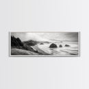 Pacific Coast, Misty Cliffs, Ocean Rocks, Moody Beach Scene, Canvas Print, Modern Nature Decor, Living Room Wall Art, Coastal Landscape