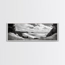 Ocean Bluff View, Seaside Hills, Coastal Forest Horizon, Framed Canvas Print, Nature Landscape Art, Living Room or Office Decor