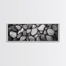 Zen Stones, Nature Texture, River Rock Closeup, Minimalist Photography, Framed Canvas Print, Spa Bathroom Wall Art, Modern Black White